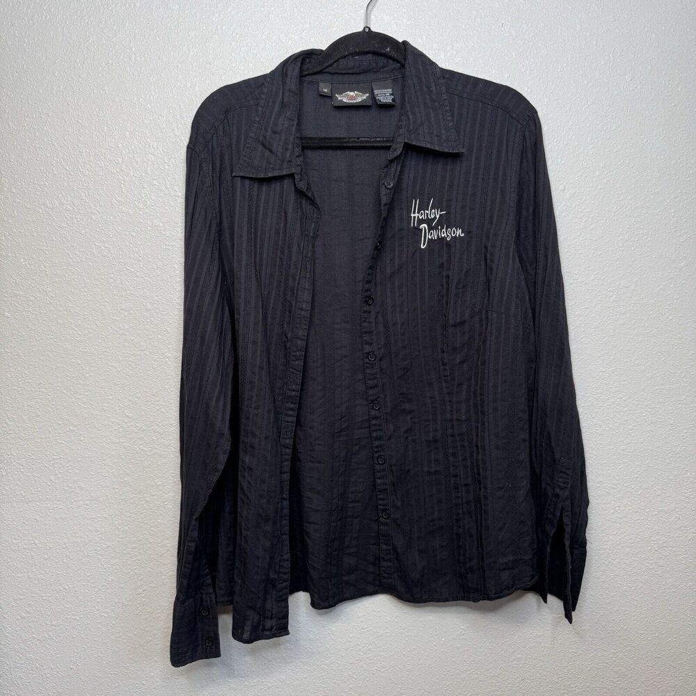 Harley Davidson Women’s Long Sleeve Button Down Shirt Size 1W Black